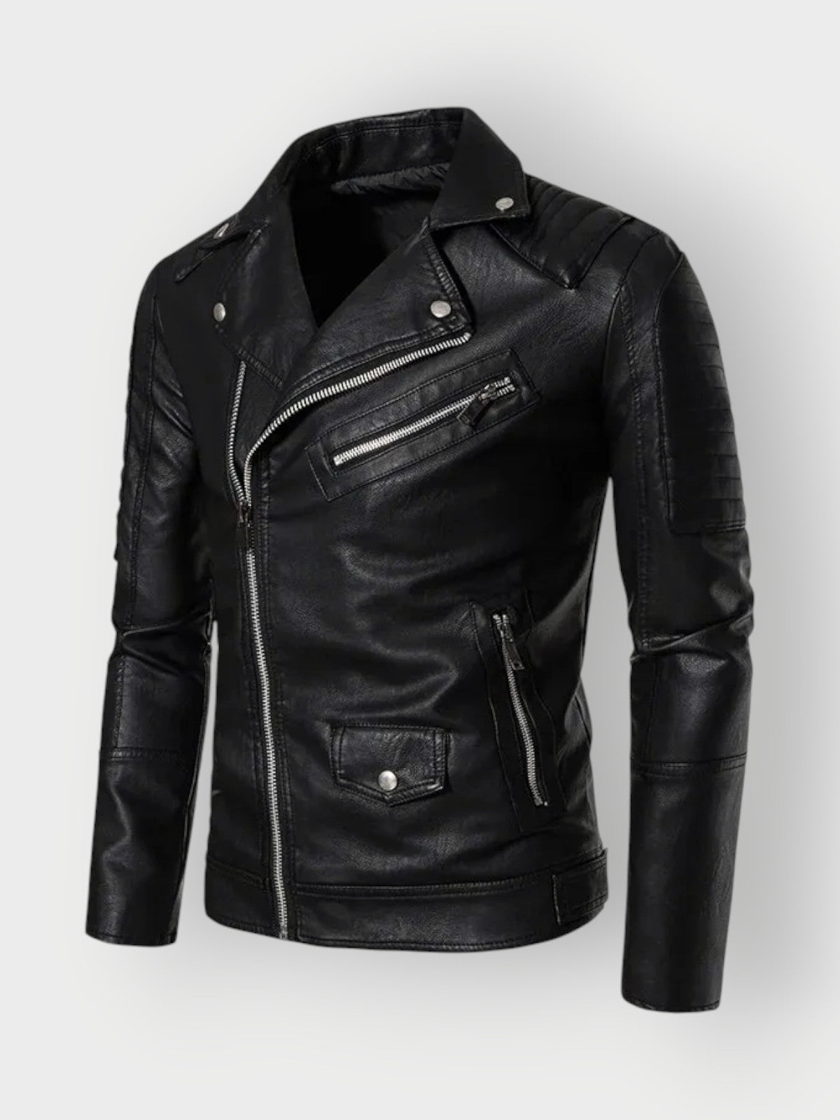 Men's Quilted Motorbike Leather Jacket