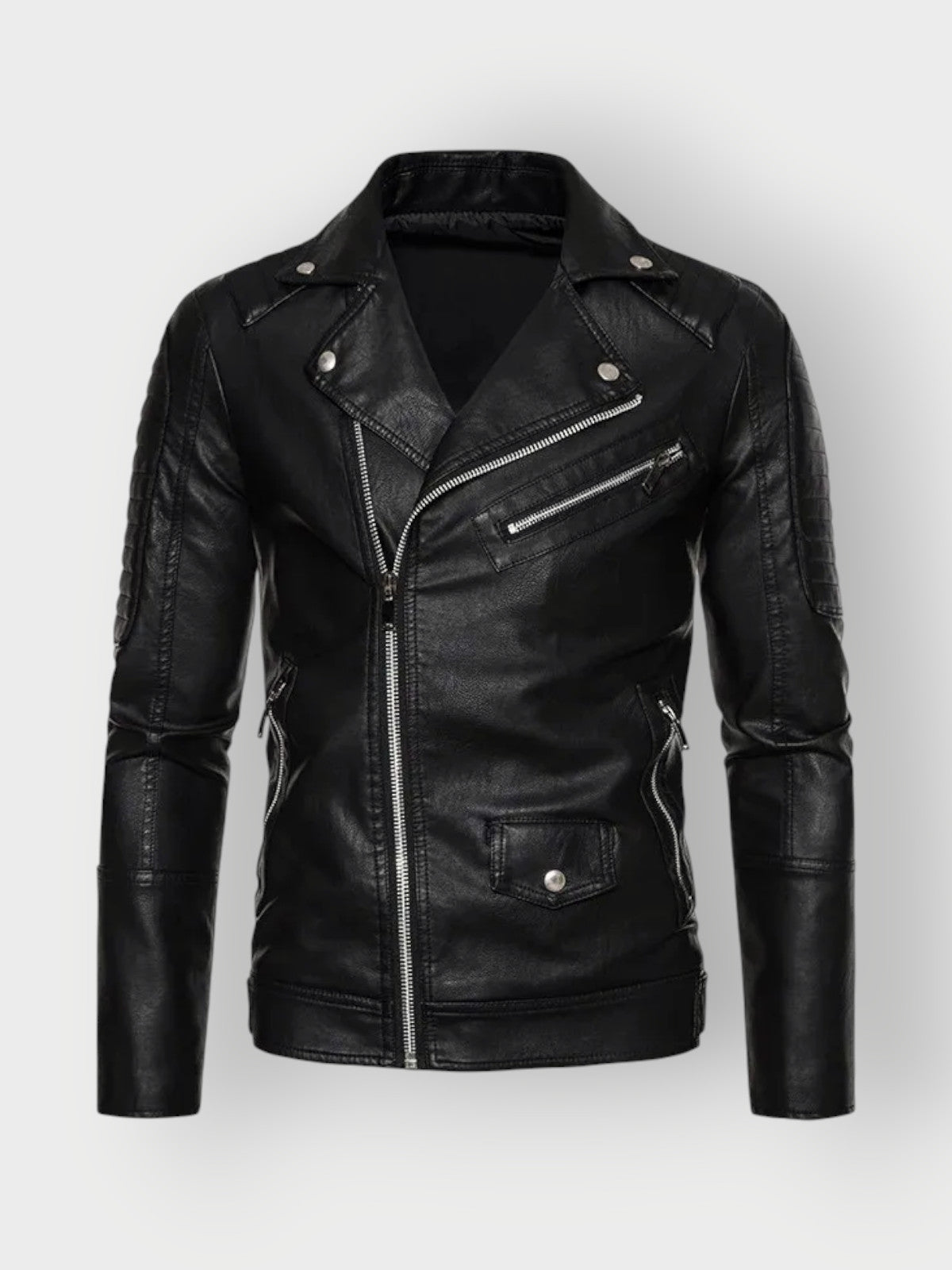 Men's Quilted Motorbike Leather Jacket