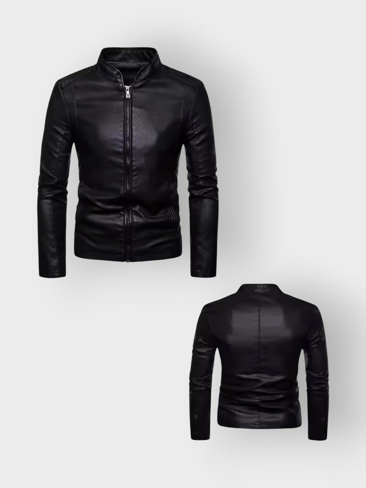 Men's Sleek Black Leather Racer Jacket