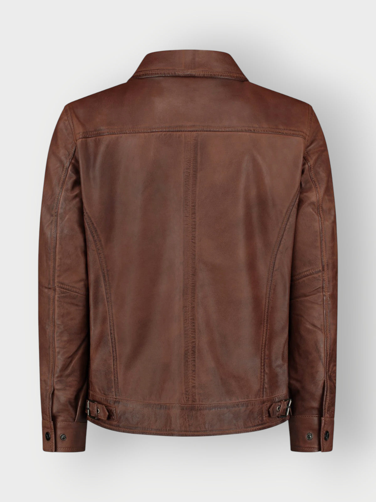 Men's Tan Brown Waxed Biker Leather Jacket