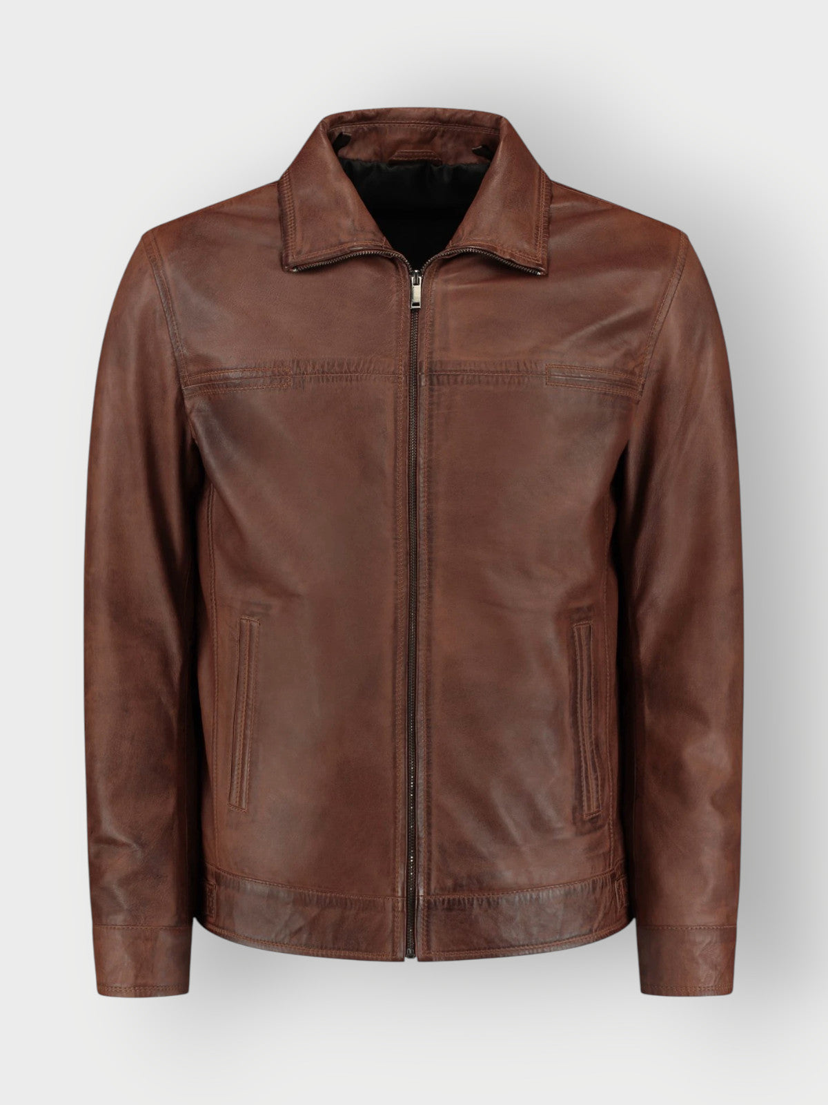 Men's Tan Brown Waxed Biker Leather Jacket