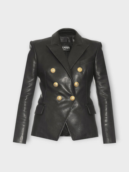 Women's Black Leather Blazer