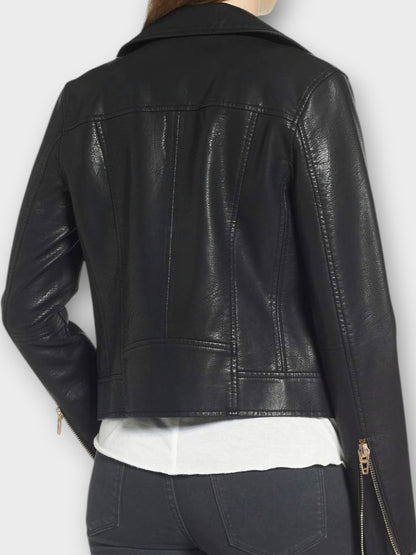 Women's Black Leather Motorcycle Jacket