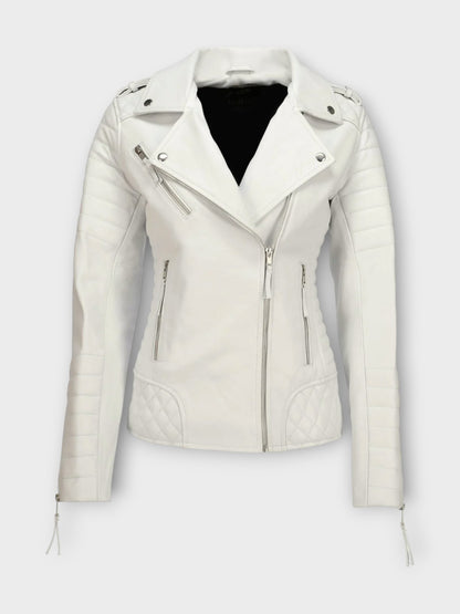 Women's White Leather Jacket