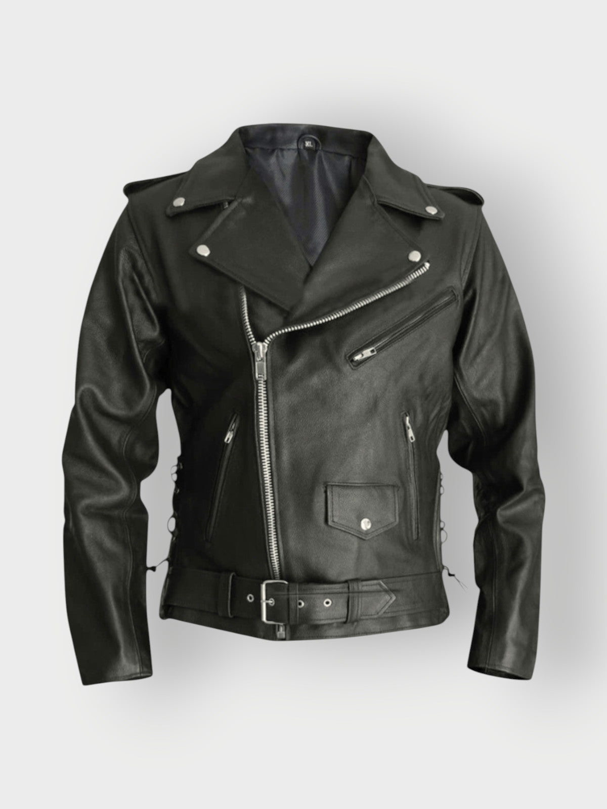 Classic Black Motorcycle Jacket for Men