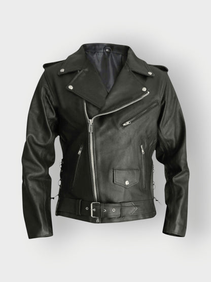 Classic Black Motorcycle Jacket for Men
