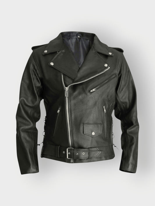 Classic Black Motorcycle Jacket for Men