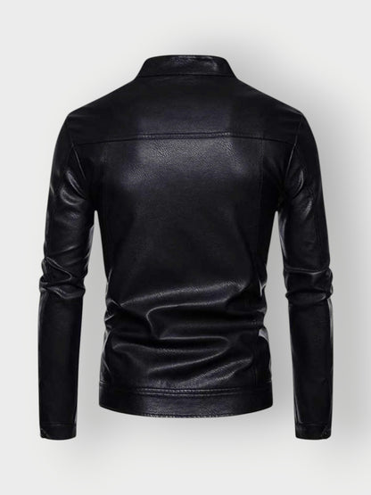 Modern Cut Men's Black Leather Biker Jacket