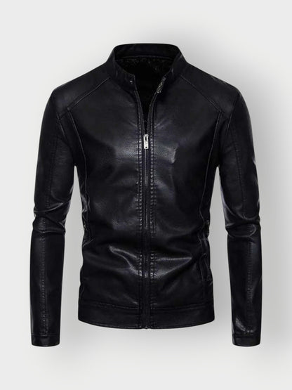 Modern Cut Men's Black Leather Biker Jacket