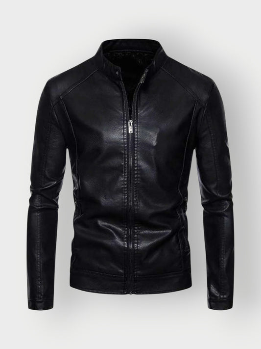 Modern Cut Men's Black Leather Biker Jacket