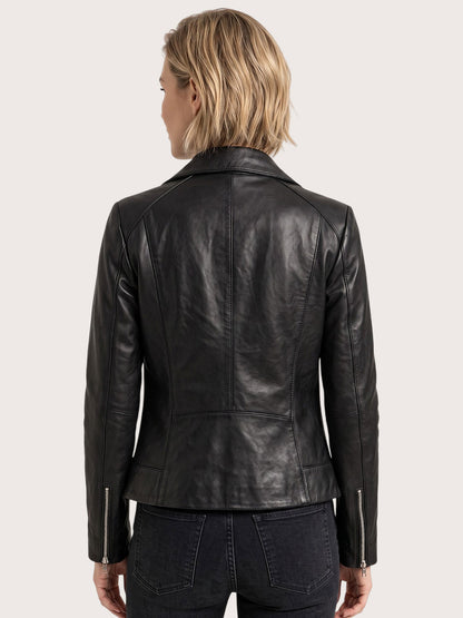 Women's Black Biker Leather Jacket
