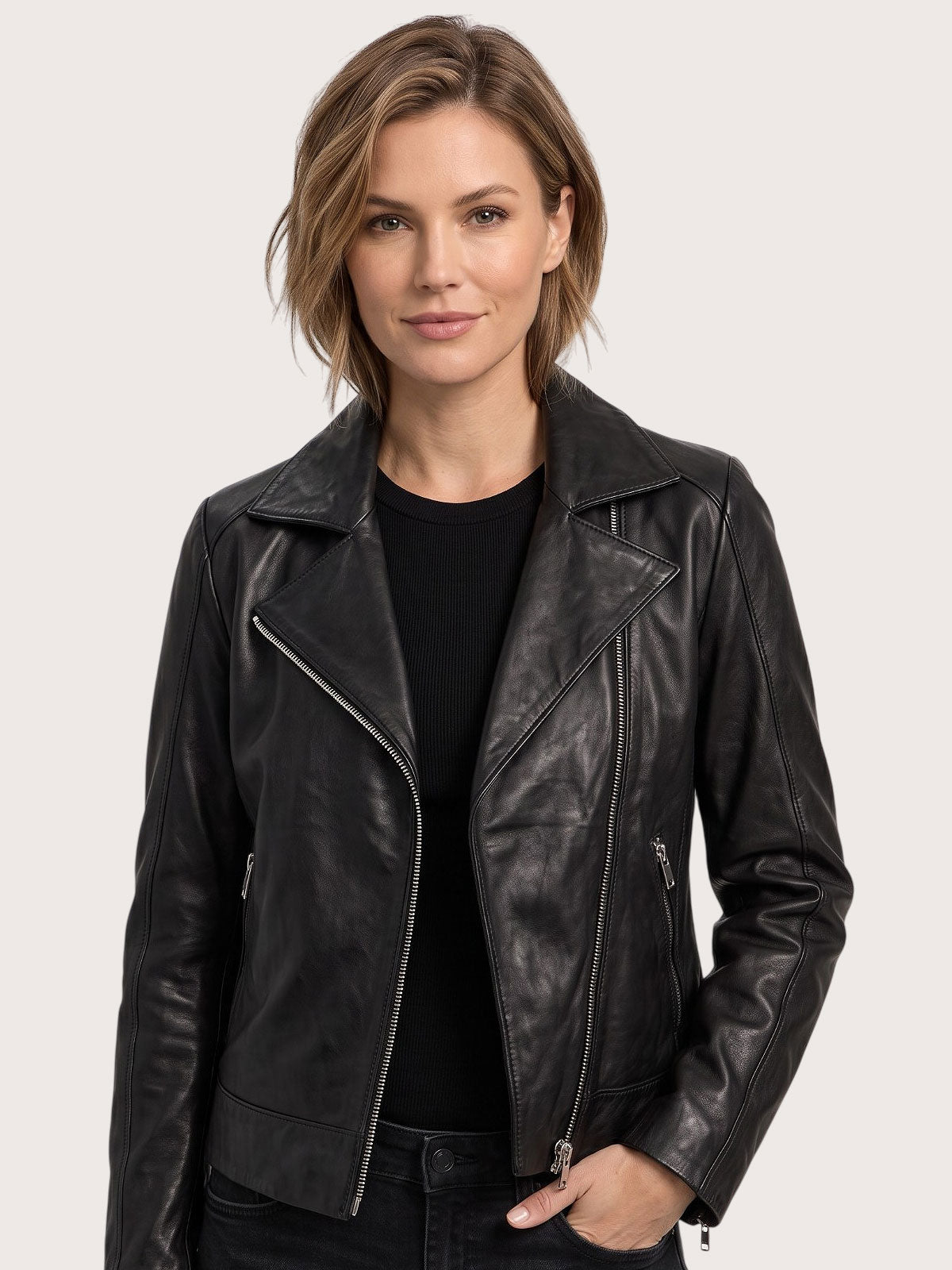 Women's Black Biker Leather Jacket