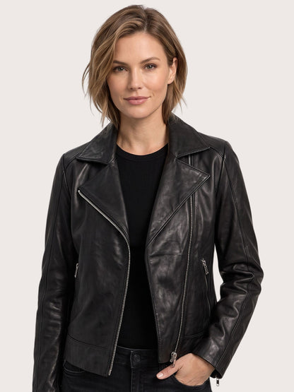 Women's Black Biker Leather Jacket