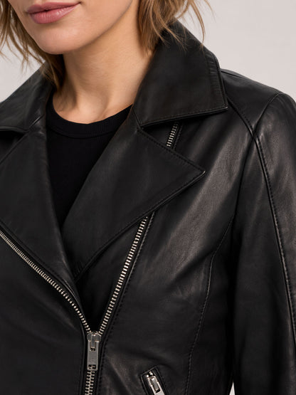Women's Black Biker Leather Jacket