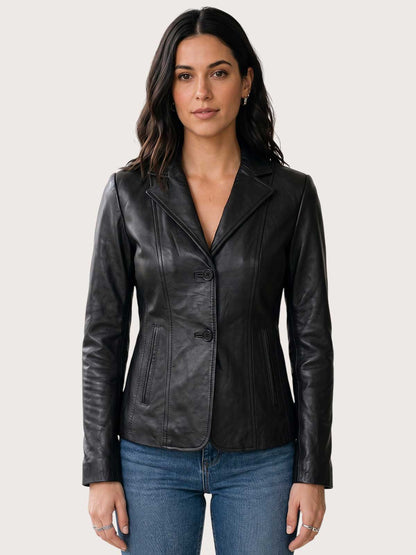 Women's Black Leather Coat