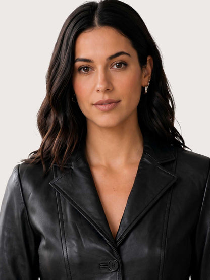 Women's Black Leather Coat