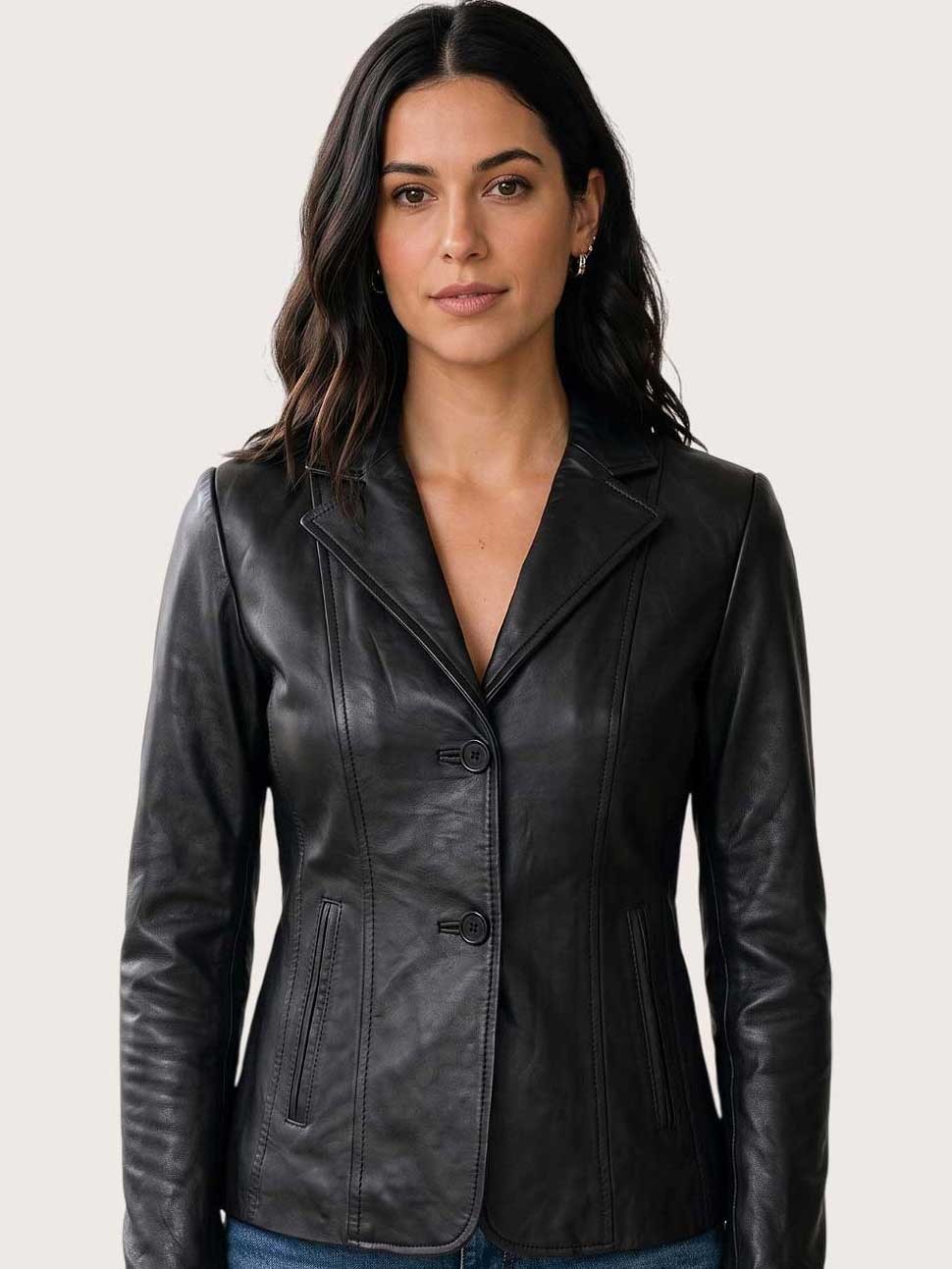 Women's Black Leather Coat