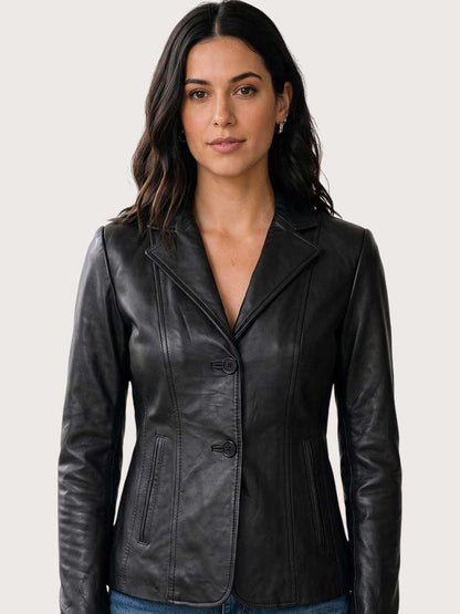 Women's Black Leather Coat
