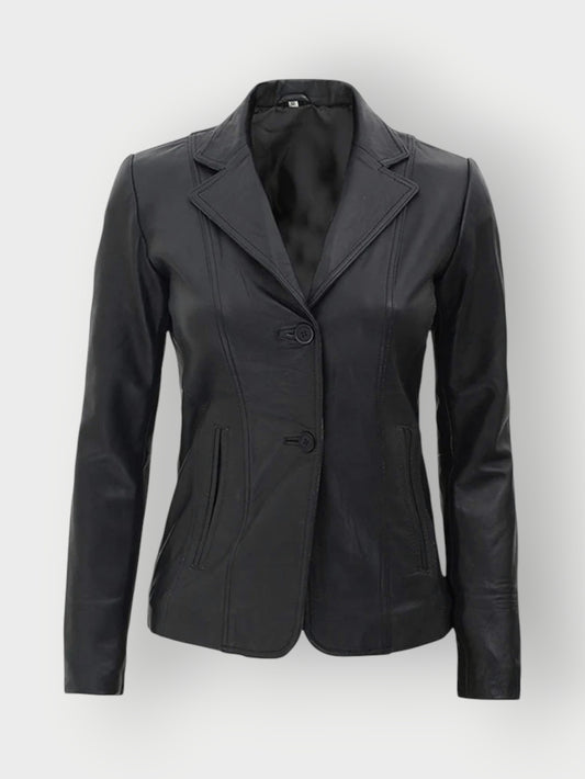 Women's Black Leather Coat