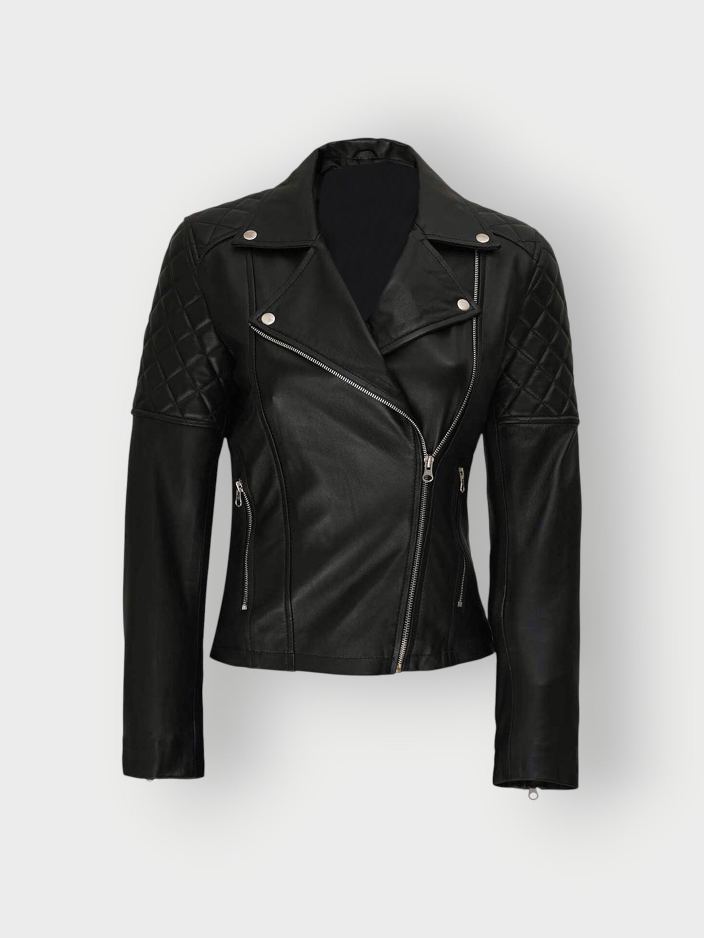 Women's Black Leather Moto Jacket