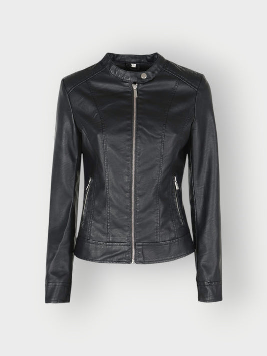 Women's Cafe Racer Black Biker Leather Jacket