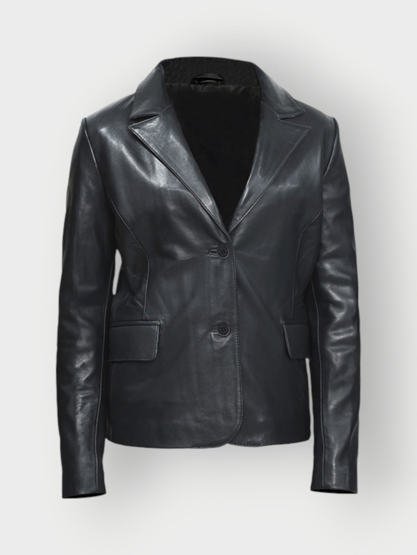 Women's Classic Black Leather Blazer