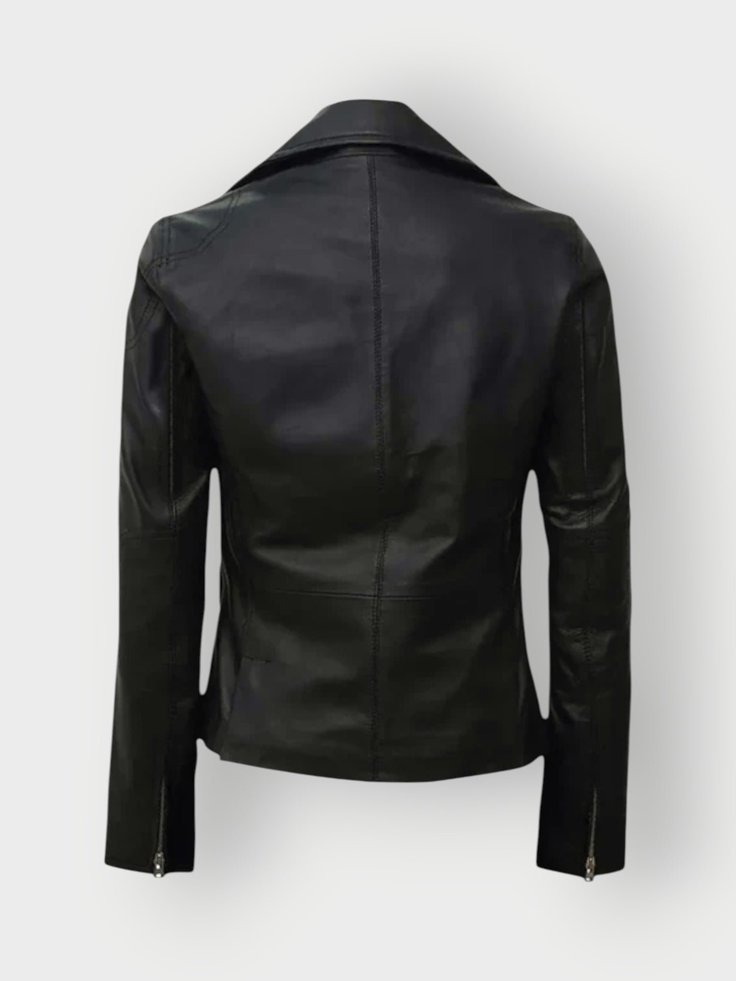 Women's Classic Fit Black Leather Biker Jacket