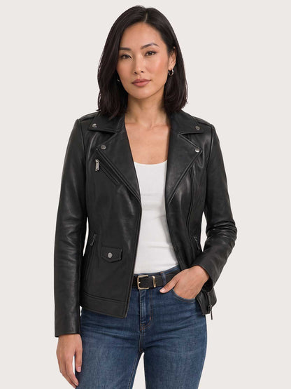 Women's Motorbike Black Leather Jacket