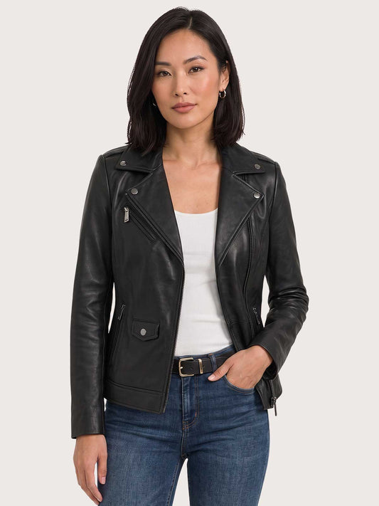 Women's Motorbike Black Leather Jacket