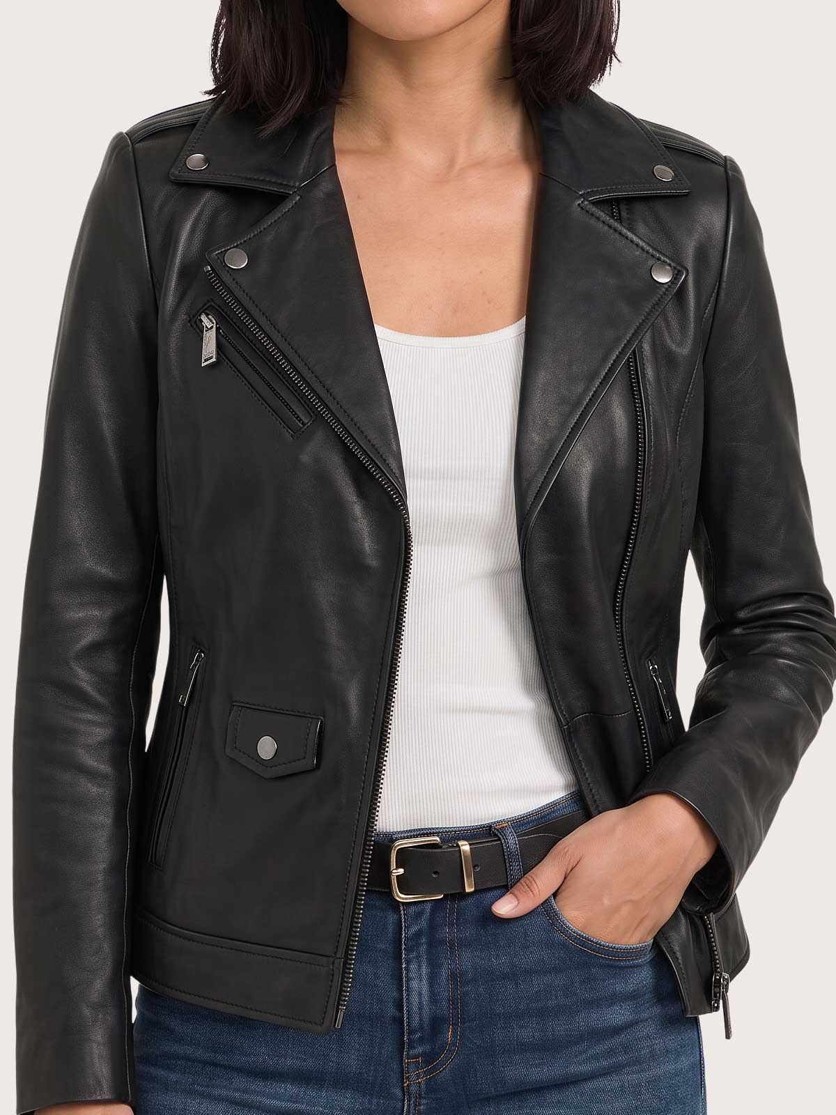 Women's Motorbike Black Leather Jacket