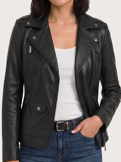 Women's Motorbike Black Leather Jacket