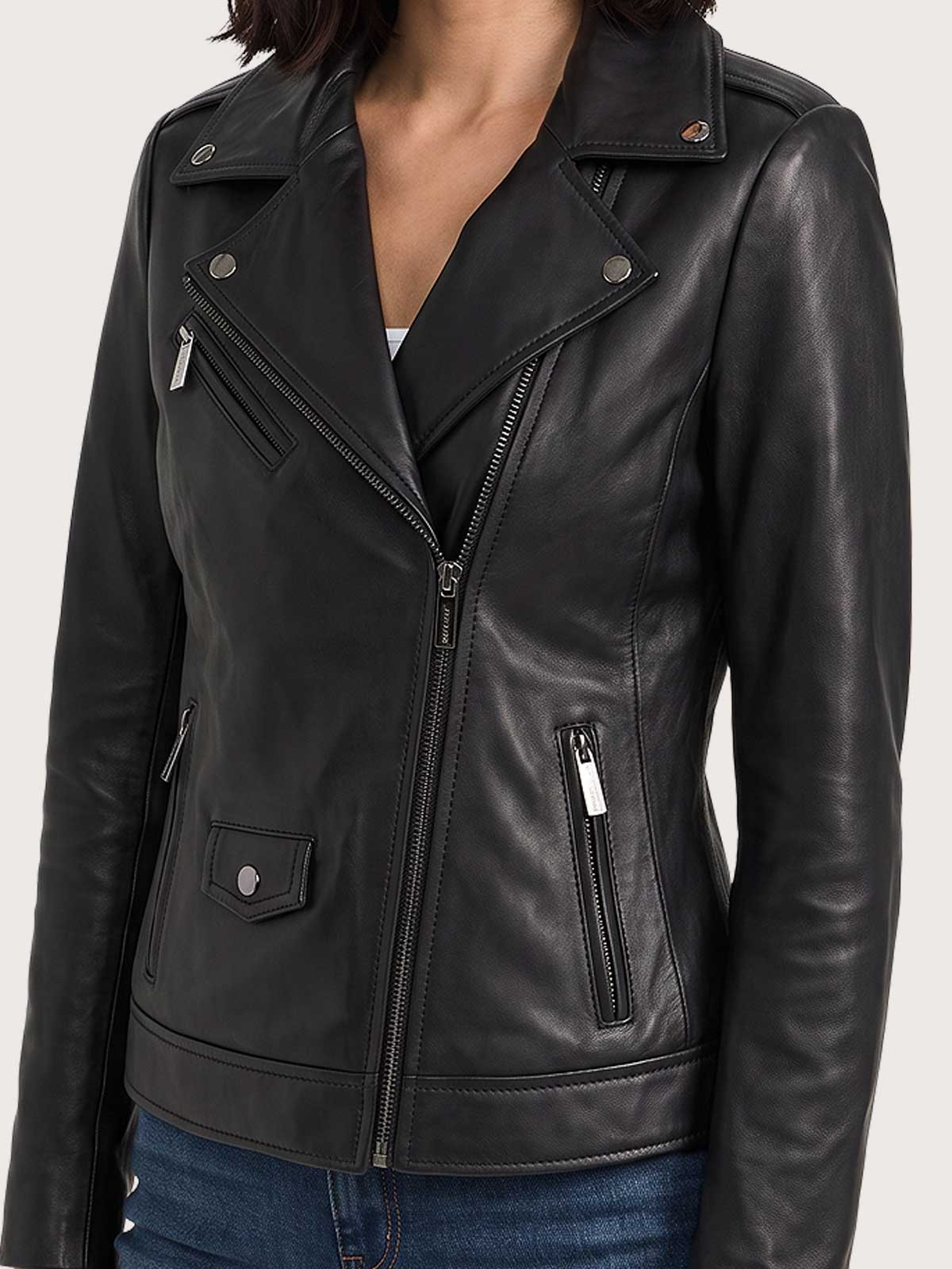 Women's Motorbike Black Leather Jacket