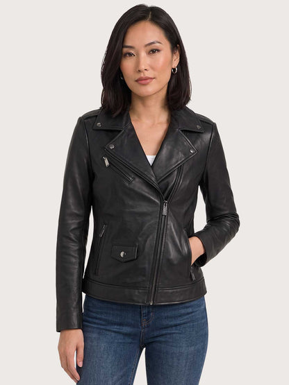 Women's Motorbike Black Leather Jacket