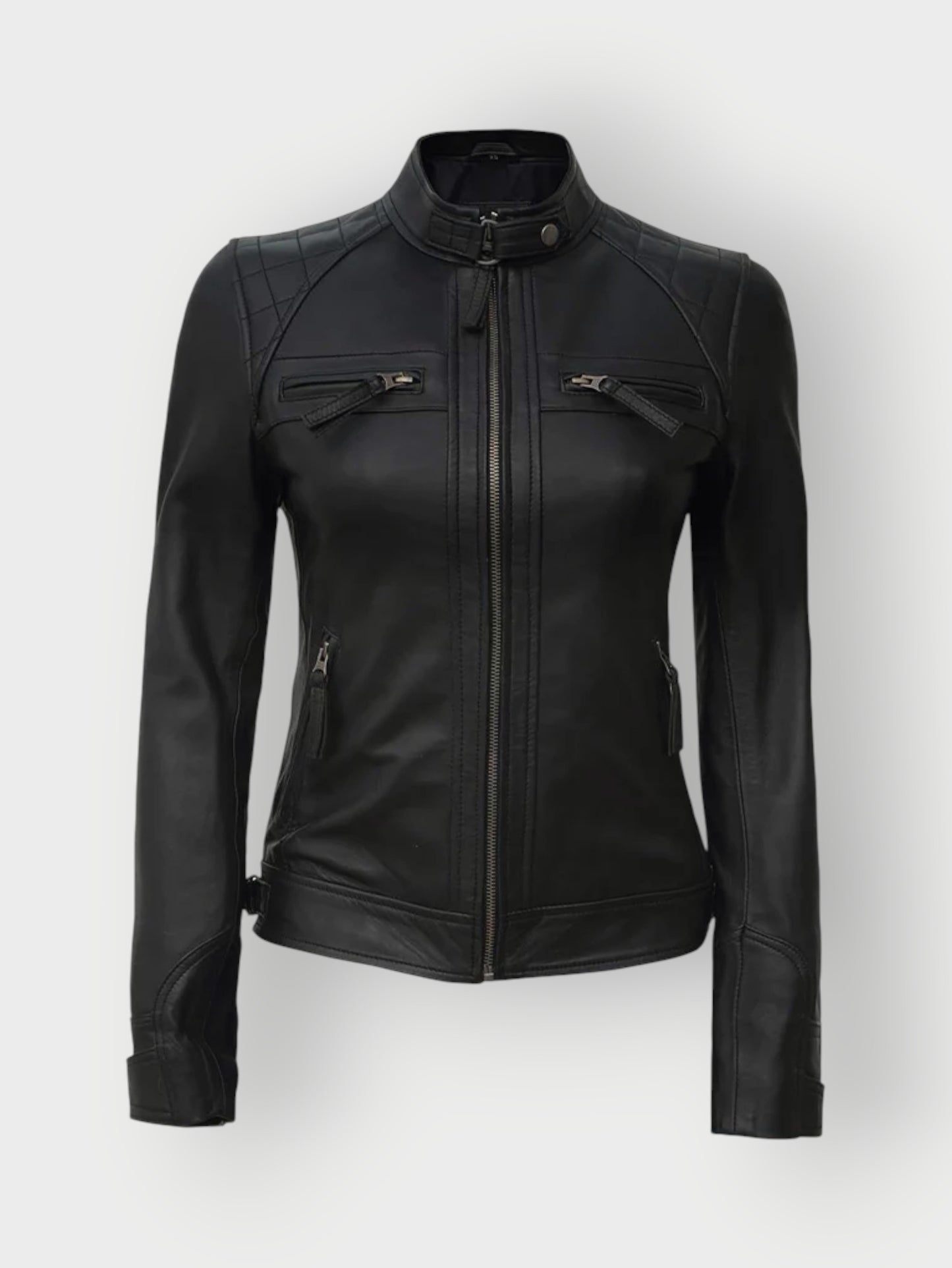 Women’s Fitted Leather Cafe Racer Jacket