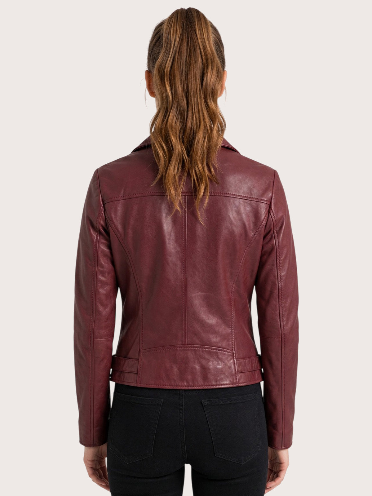 Women's Maroon Leather Jacket
