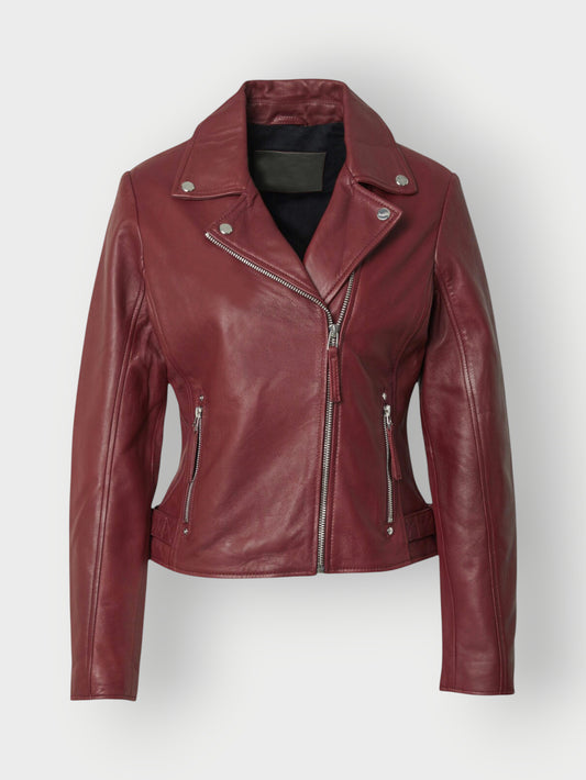 Women's Maroon Leather Jacket