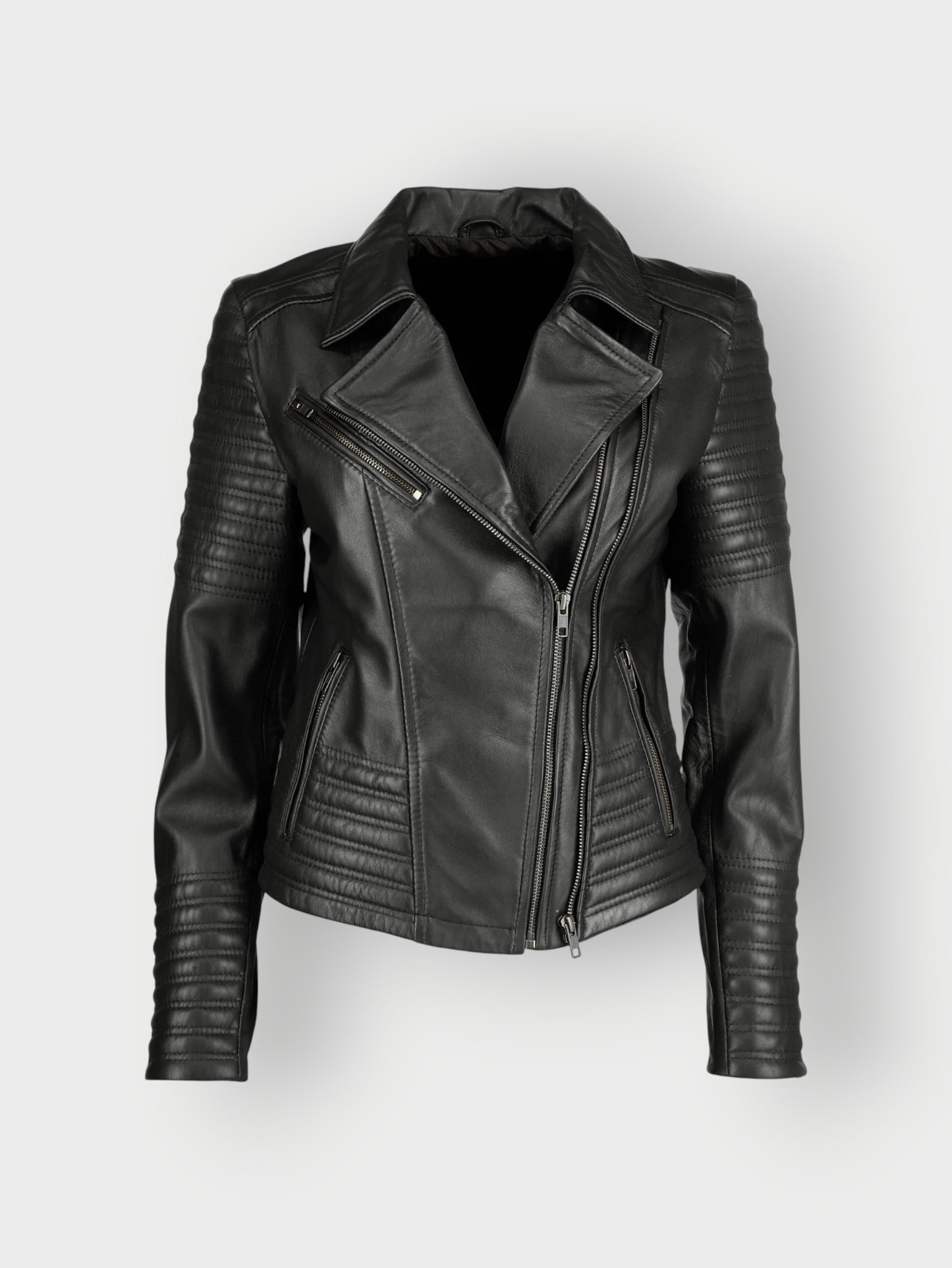 Women's Modern Cut Black Quilted Leather Jacket