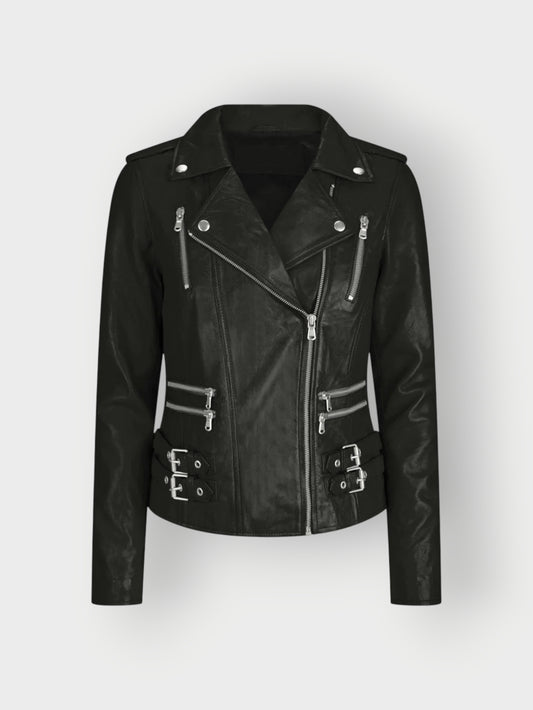 Women's Moto Racer Black Leather Jacket
