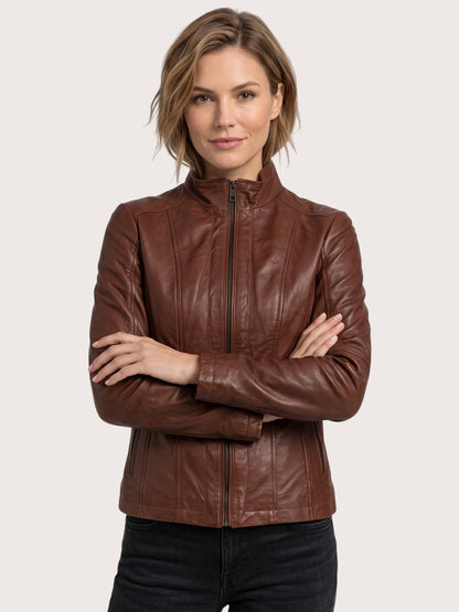 Women's Tan Brown Leather Jacket