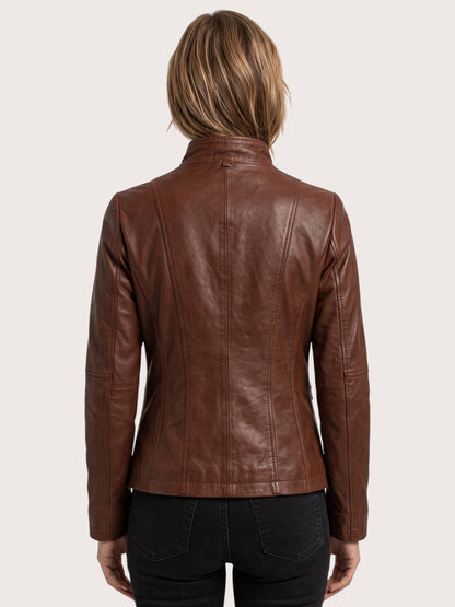 Women's Tan Brown Leather Jacket
